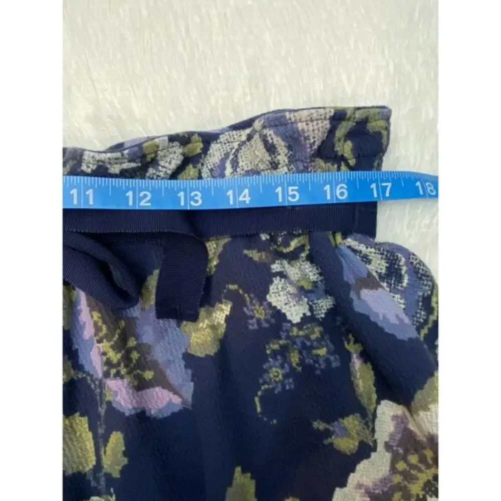 LC Lauren Conrad Women's Skirt Sz XL Blue Floral Paper Bag Waist‎ Mini